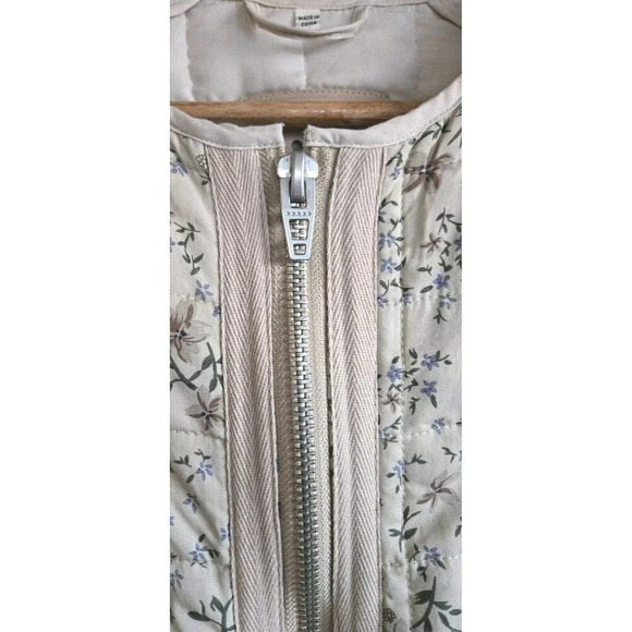 BLANK NYC X Anthropologie  Jacket Women's XS Tan Floral Forest Quilted Zip Up - Picture 3 of 11
